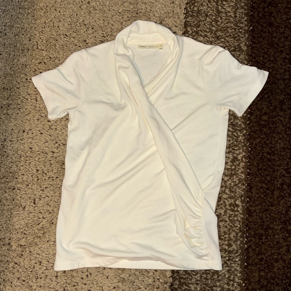 Inwear Elegant Off White Wrap Short Sleeve Blouse